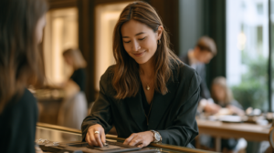 A professional jewelery associated concentrating on her work