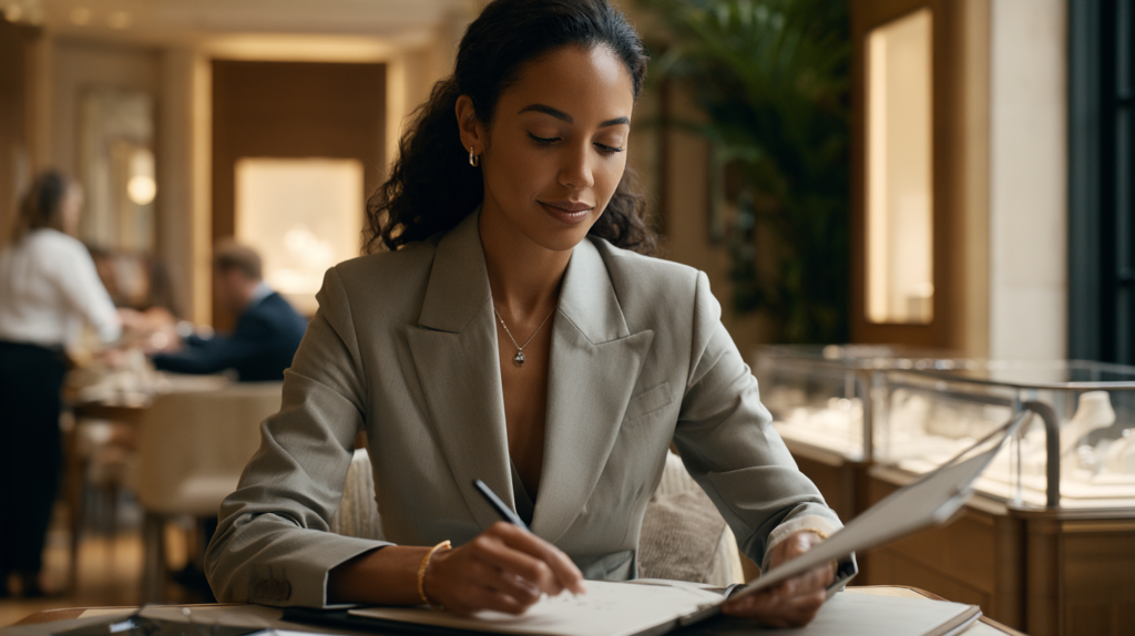 A jewellery sales associate improving her skills