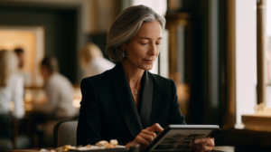 A jewellery sales associate keeping up to date with the latest developments