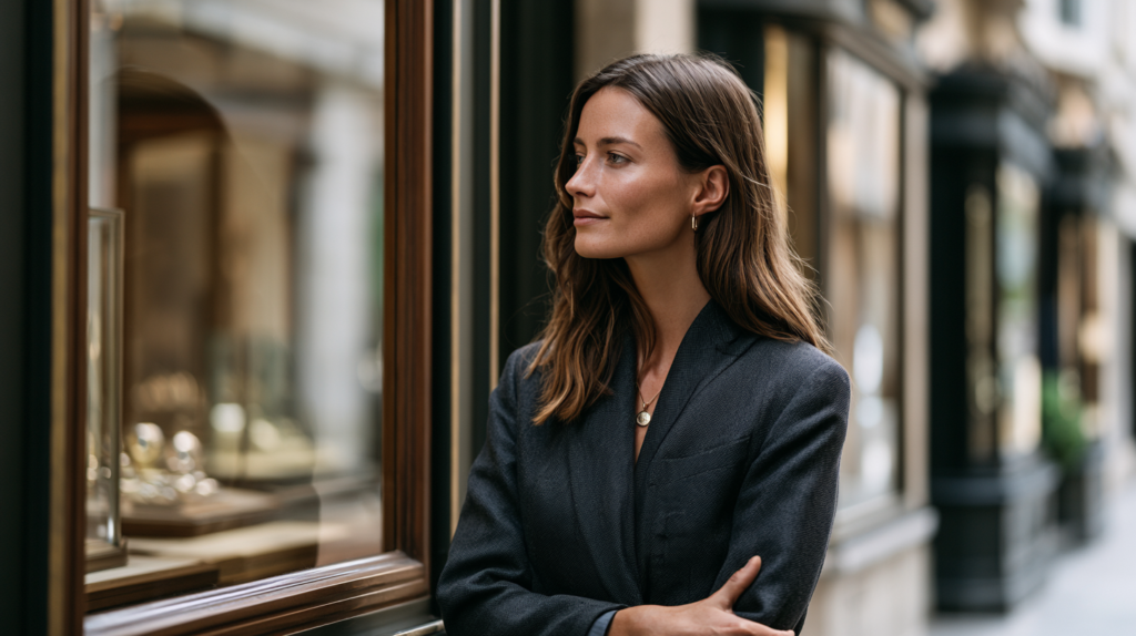 A sales associate reviewing competitors