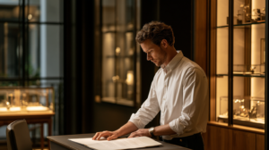 A sales associate following up