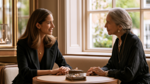 A luxury sales associate working on her customer relationships
