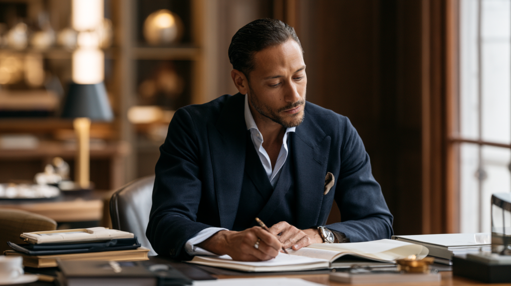 A luxury Jewellery Sales Associate Researching His Customers