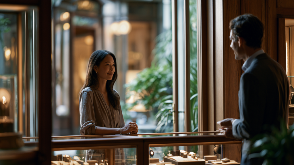 A luxury jewellery sales associate establishing business value
