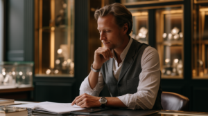 A luxury sales associate maintaining his profile