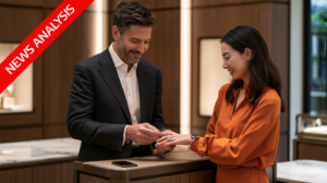 Sales associate adjusting a healthcare wearable